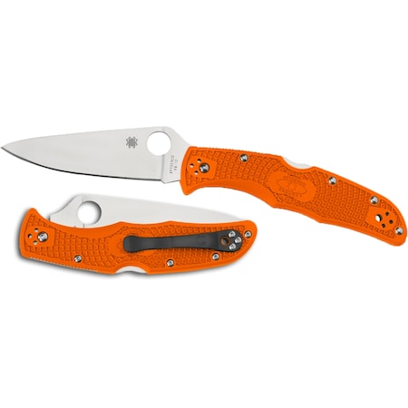 Spyderco 2024 Spyderco Endura 4 Lightweight Orange Flat Ground Plain SPY-C10FPOR